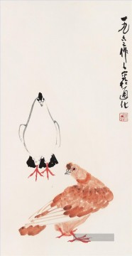  zu - Wu zuoren Hahn und Huhn Chinesische Malerei
